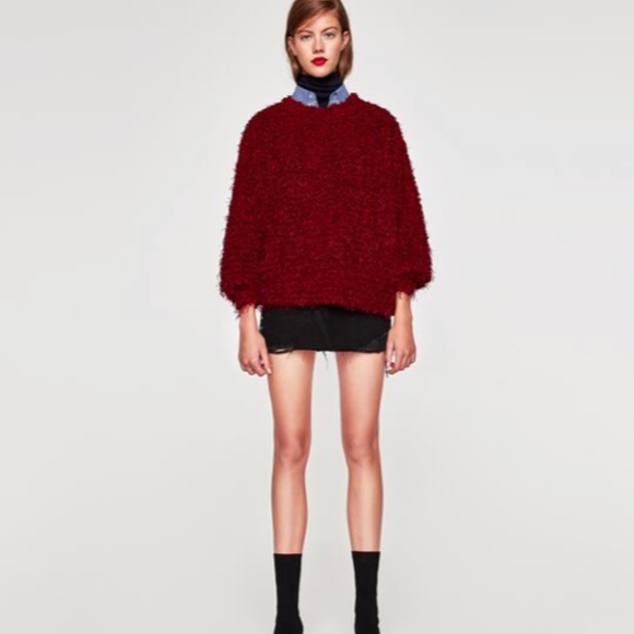 Zara Red Sweater Sweat Shirt top size M - Picture 3 of 8